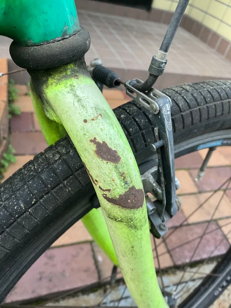  緑色 クロスバイク ダブルギア