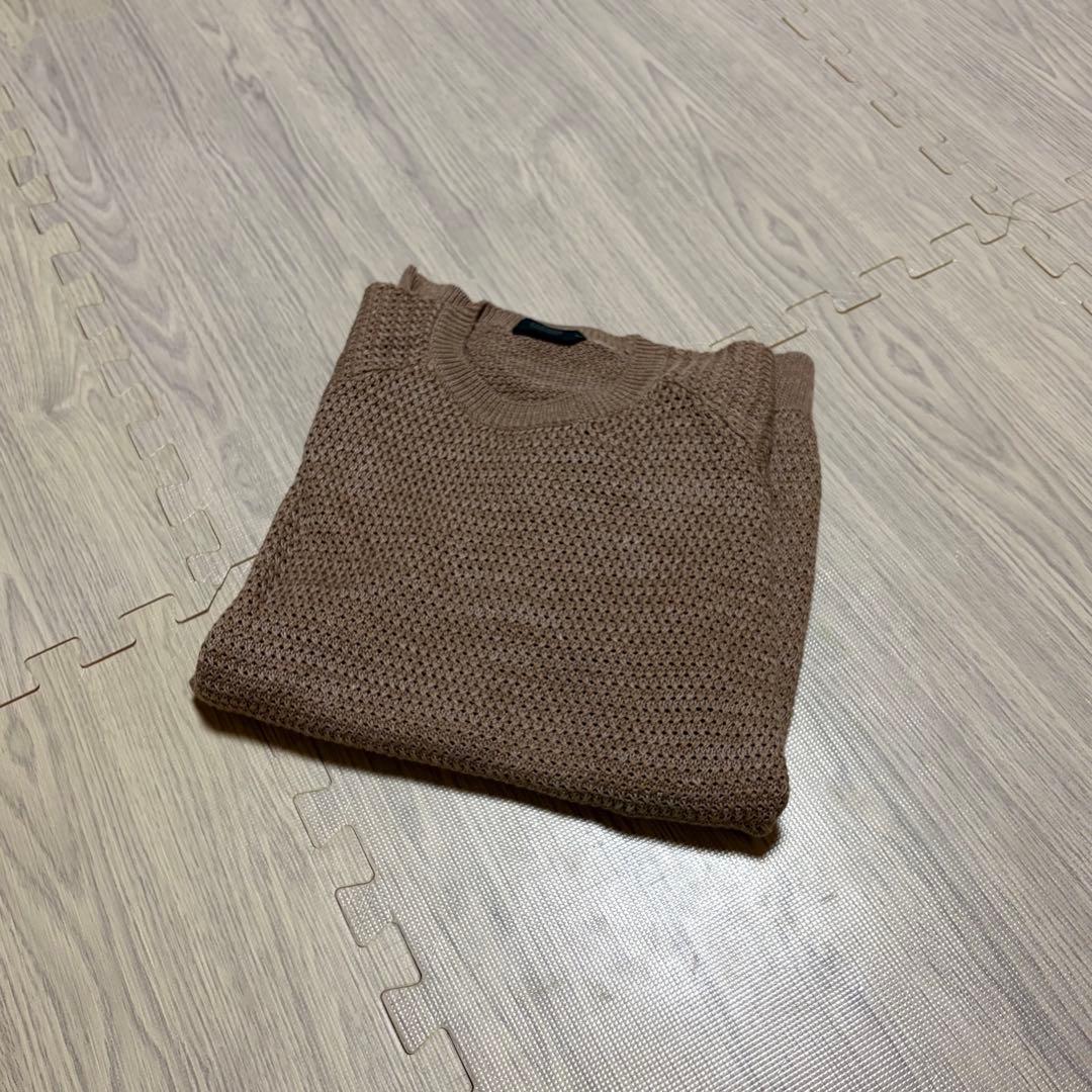 ザノーネ 綿麻混合ニット セーター 濃いめのベージュ サイズ50 スローウェア