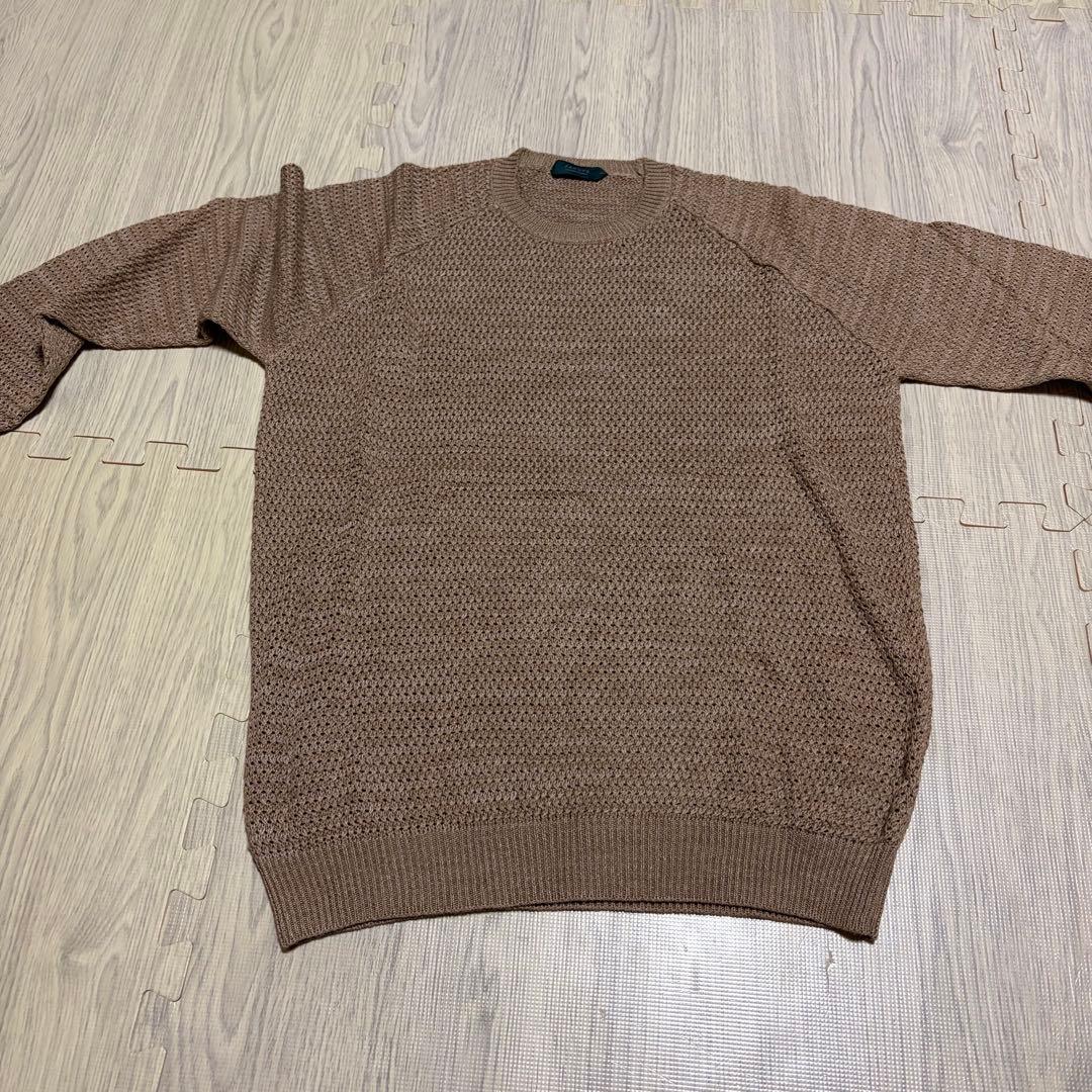 ザノーネ 綿麻混合ニット セーター 濃いめのベージュ サイズ50 スローウェア