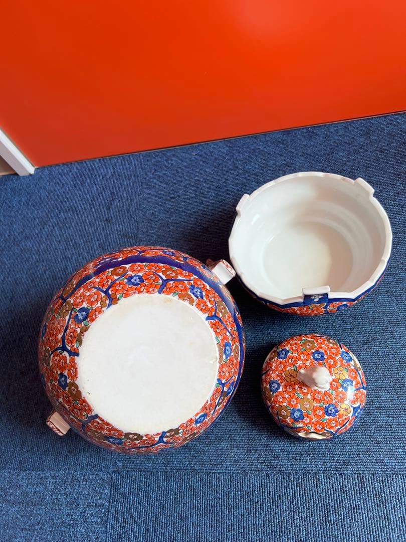 1068  有田焼・伊万里焼の陶器高級香炉　桜楼閣絵　陶芸家 藤井錦彩　美品