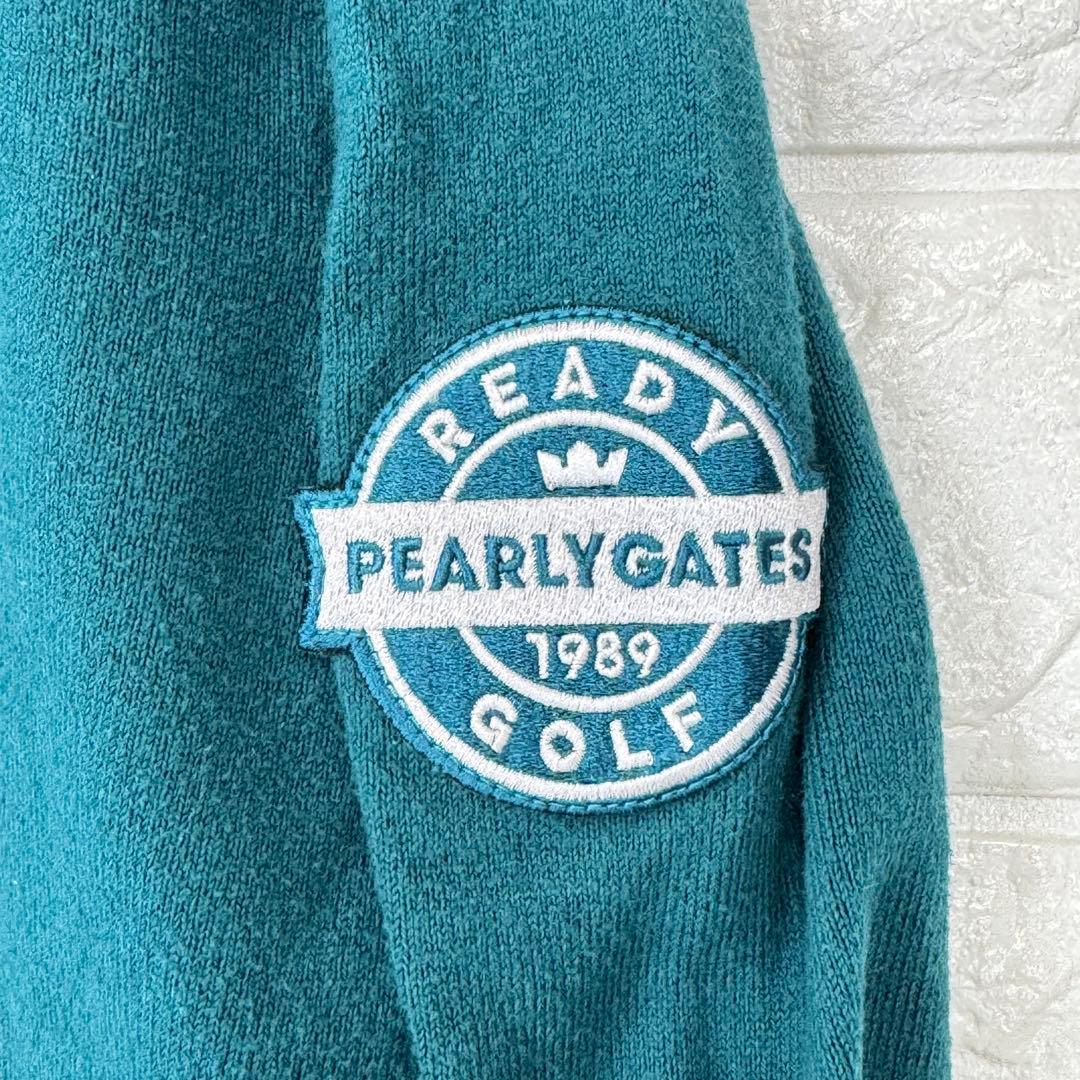 パーリーゲイツ【2】緑系 ロゴ入り タートルネック 長袖ニット 春秋 綿混み