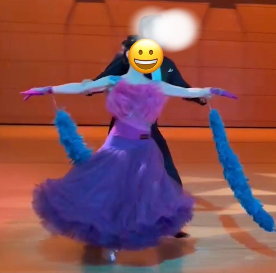 社交ダンス　ドレス　スタンダードドレス　紫　THE ONE ワンピース　衣装