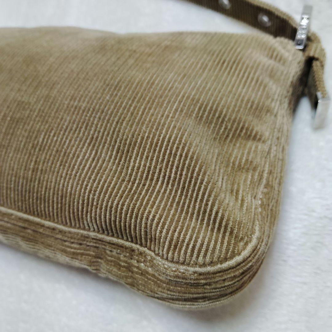 フェンディ　マンマバケット　ワンショルダーバッグ　コーデュロイ　美品　ベージュ