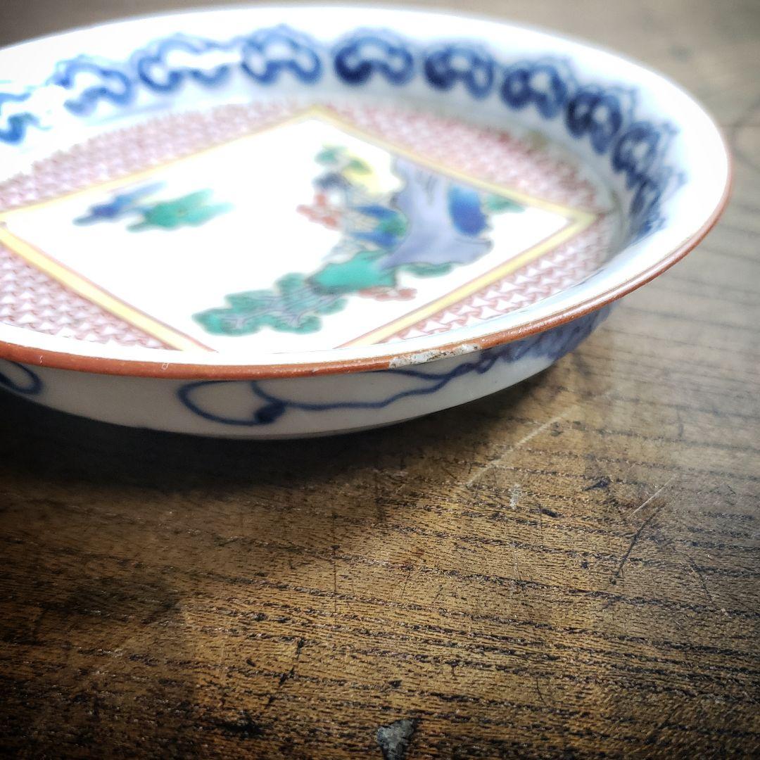 小皿　2枚　九谷　古九谷　山水　上手物　銘々皿　江戸　角福