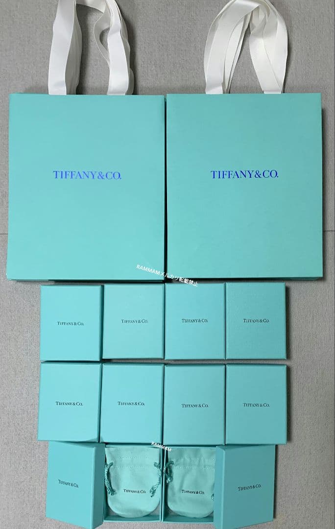 現行品　Tiffany　ティファニー　箱　空箱　巾着袋　保存袋　紙袋　各10個