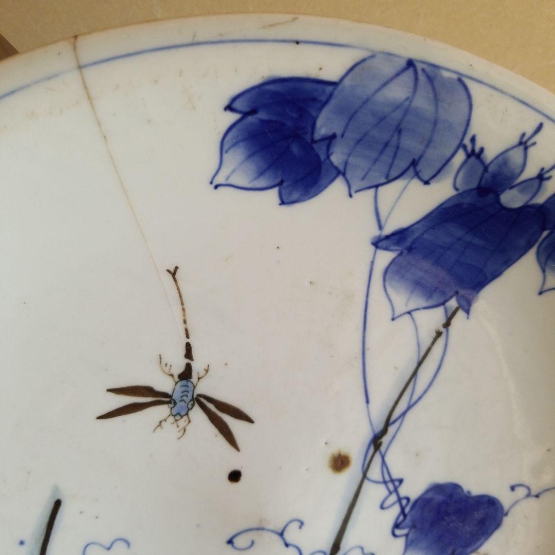 絵皿　朝顔　夏風景　骨董品　稀少！