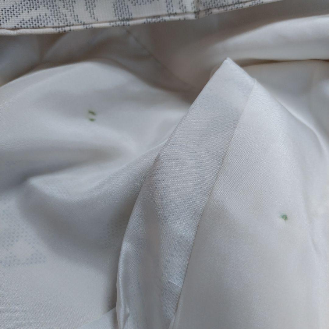 219R 本場大島紬　白大島　カタス　正絹　しつけ糸有り 裄長　H