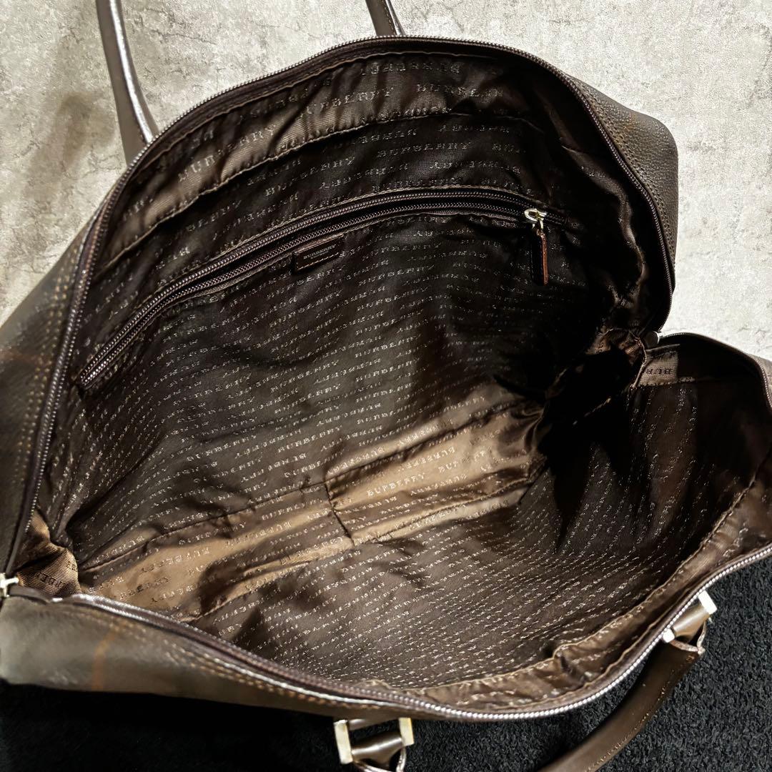 バーバリー ロンドン ビジネスバッグ チェック柄 ブラウン