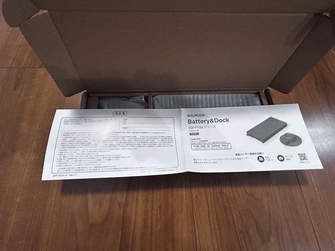 バルミューダ バッテリー&ドック EGF-P100