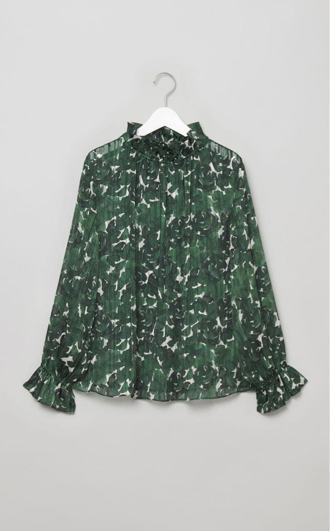 theory luxe 25AW 透け感　スタンドカラーブラウス　被りタイプ