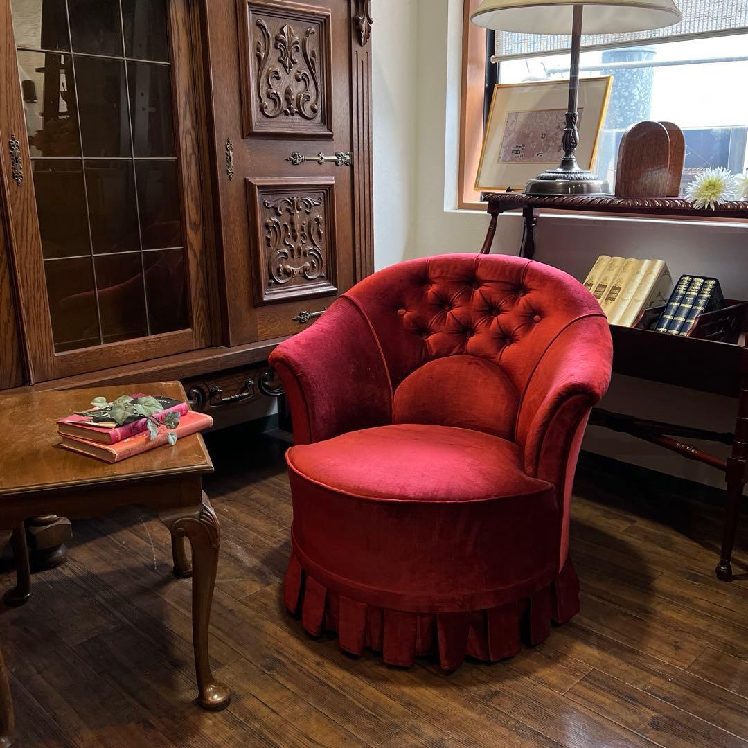 k224r119 横浜ダニエル ティファ二ー 赤いベルベットの シングルソファ