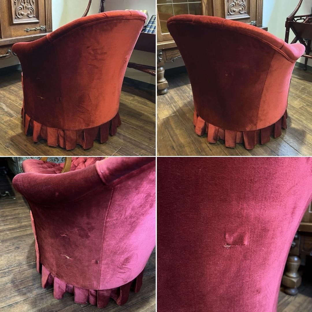 k224r119 横浜ダニエル ティファ二ー 赤いベルベットの シングルソファ