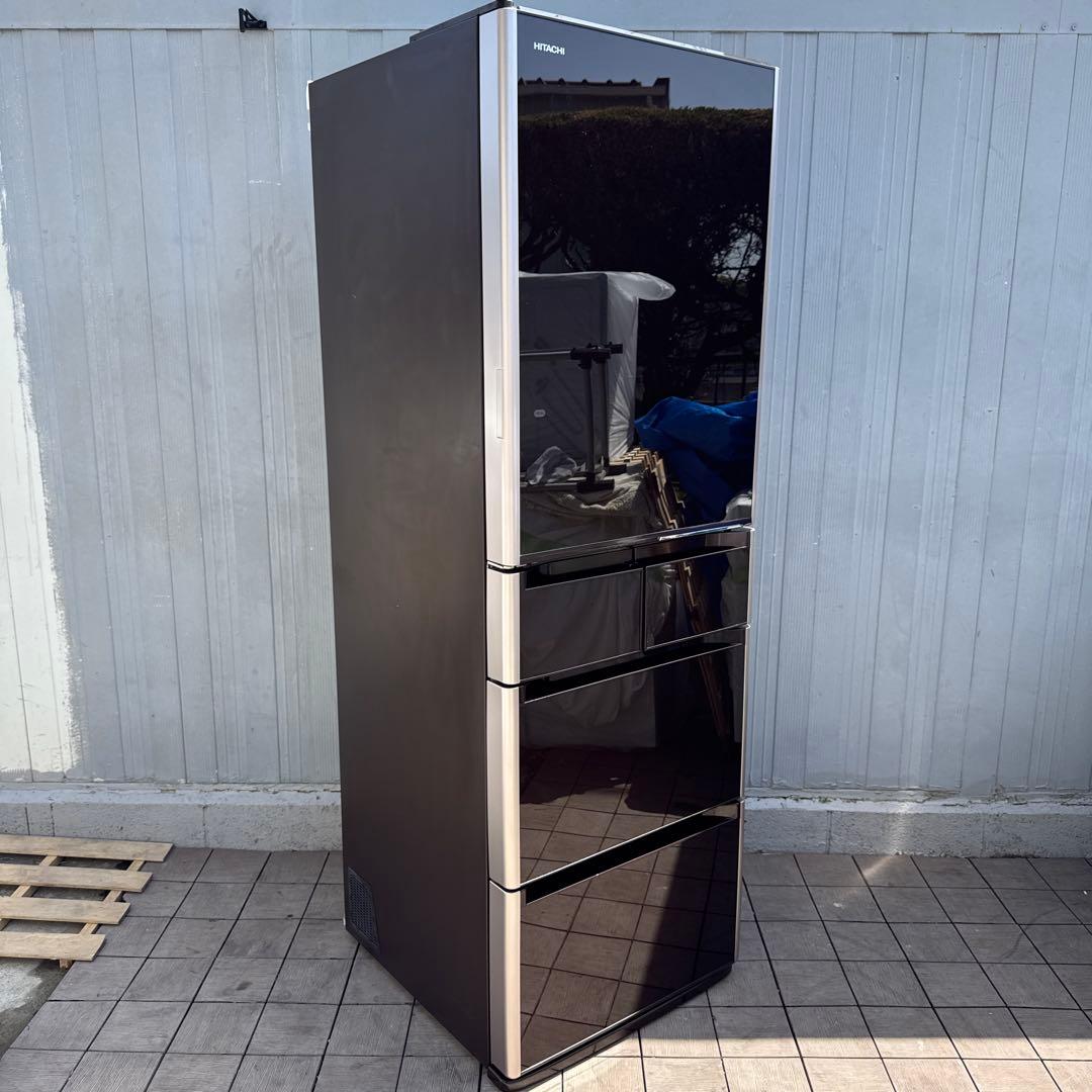 送料込 日立 真空チルド 5ドア冷蔵庫 415L クリスタルブラウン