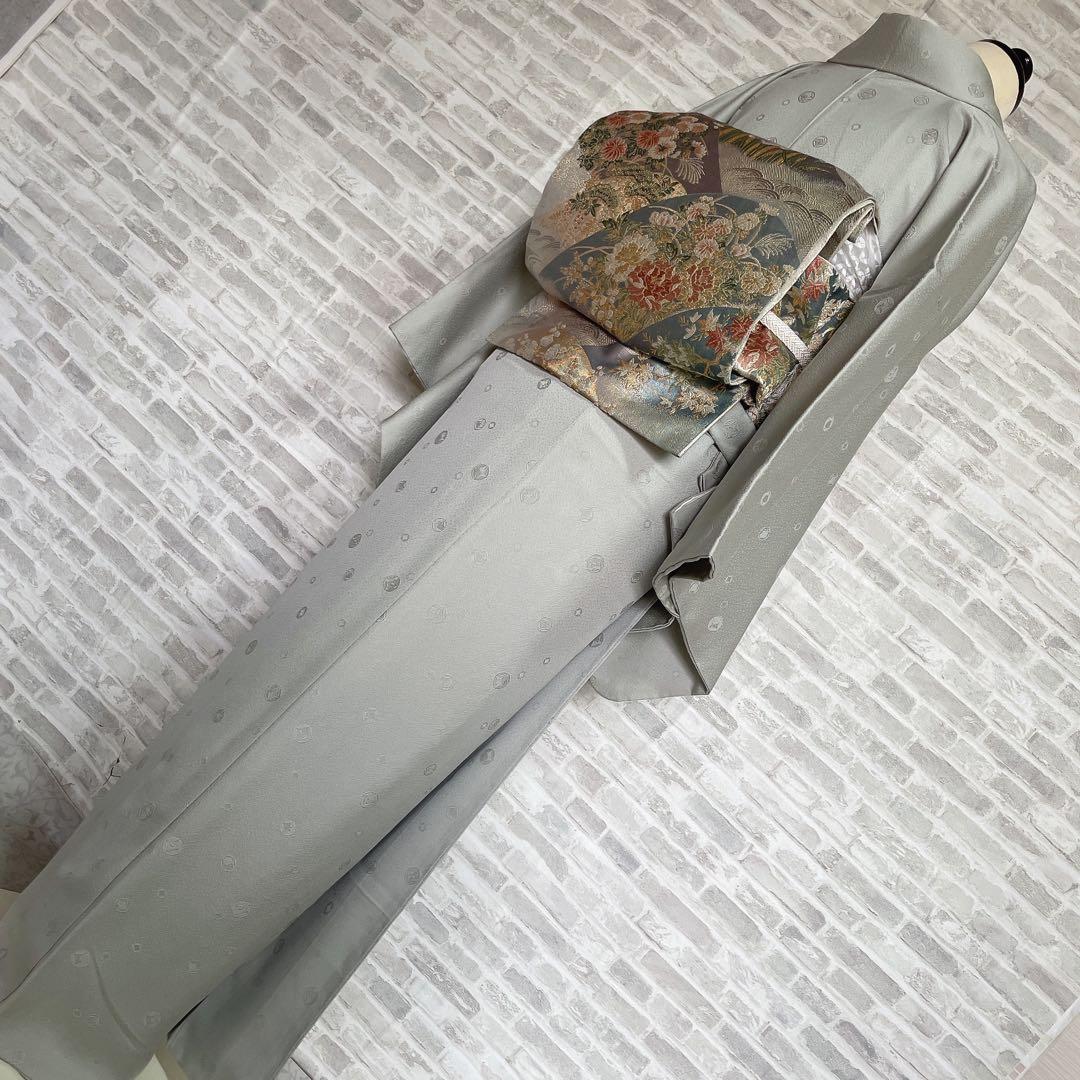 色無地　フルセット　丸に反り角地紋　シンプル　礼装　カジュアル　着物　I6