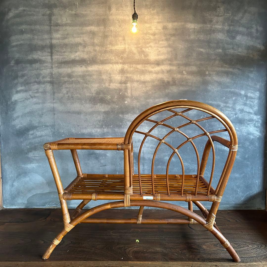 ★まとめてご購入用★ ラタン　サイドテーブル付き　テレフォンベンチ　 ランプ