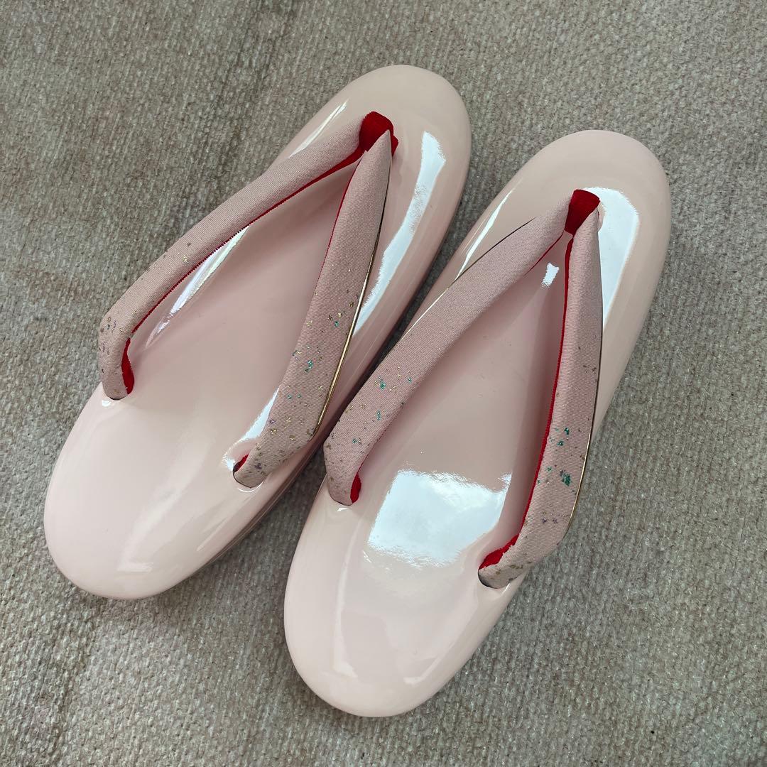 七五三用縮緬金箔チラシバッグ、草履セット