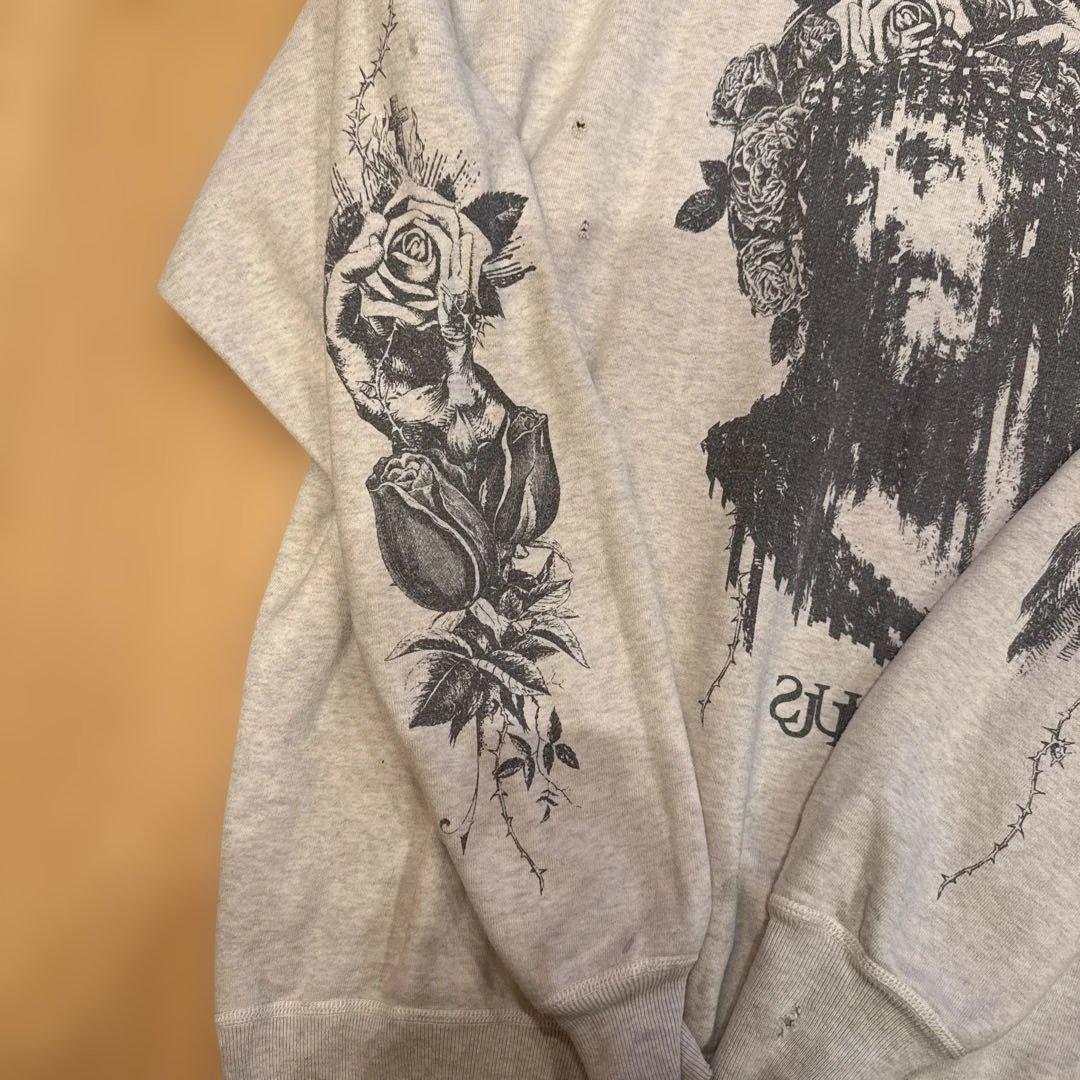 セントマイケル　キリスト プリント スウェット グレー　XL