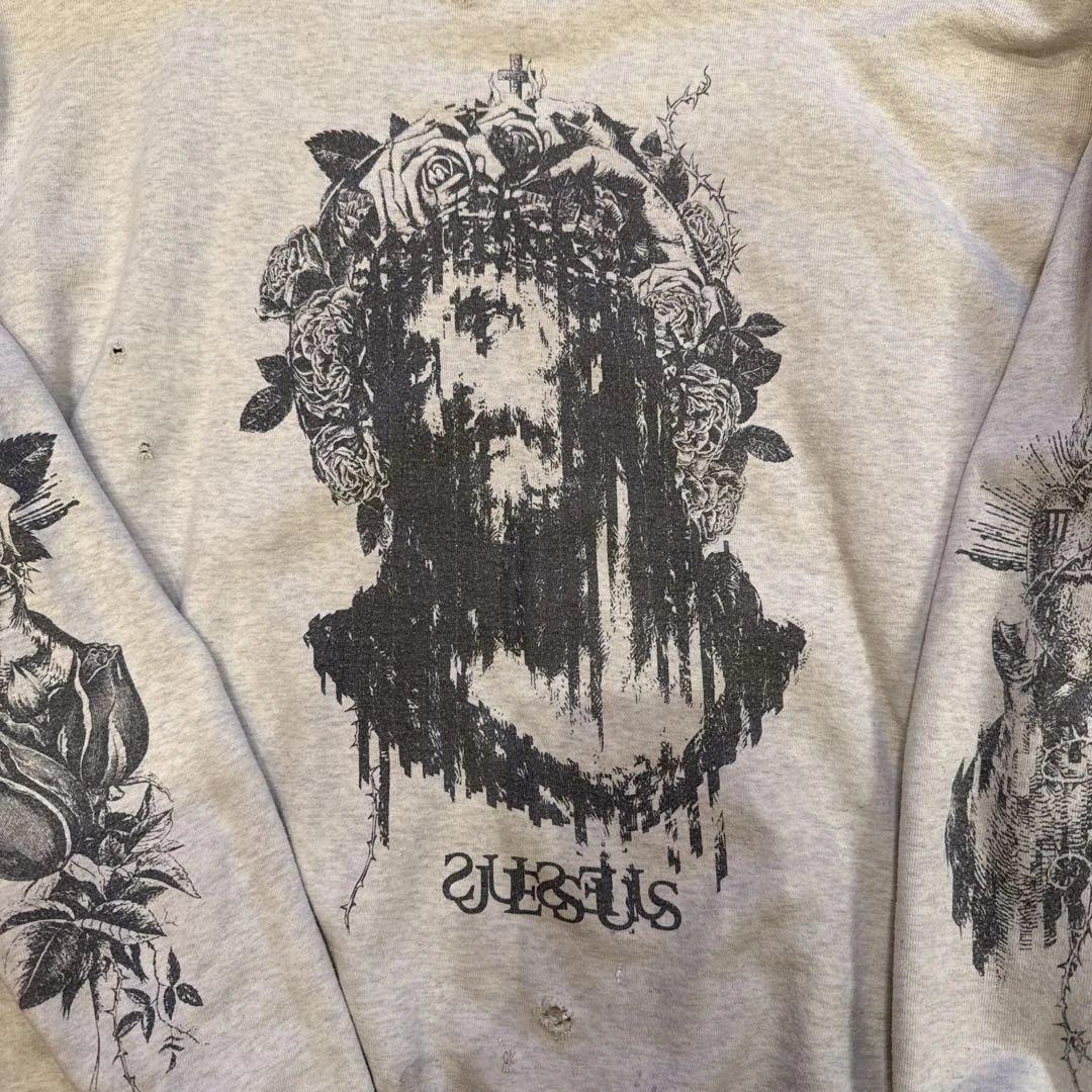 セントマイケル　キリスト プリント スウェット グレー　XL