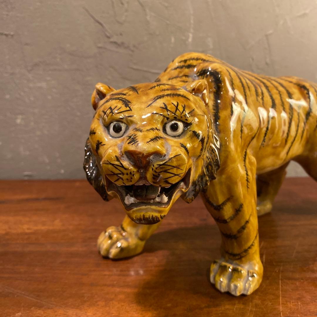 昭和中期 九谷焼 虎置物 オブジェ 美品 骨董品 コレクション