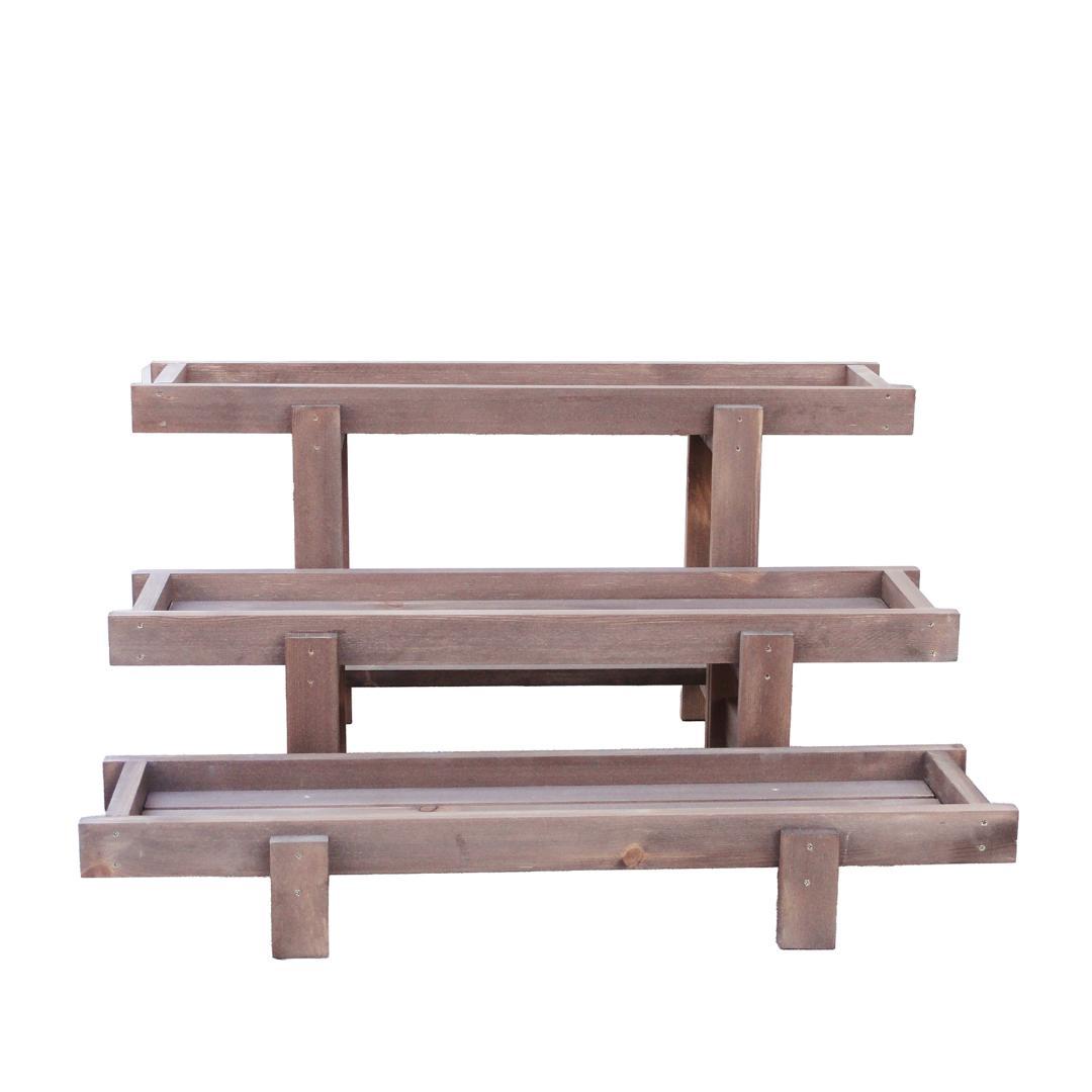 プランター3点セット　鉢台　花台　観葉植物　多肉植物　木製プランター　木製ラック