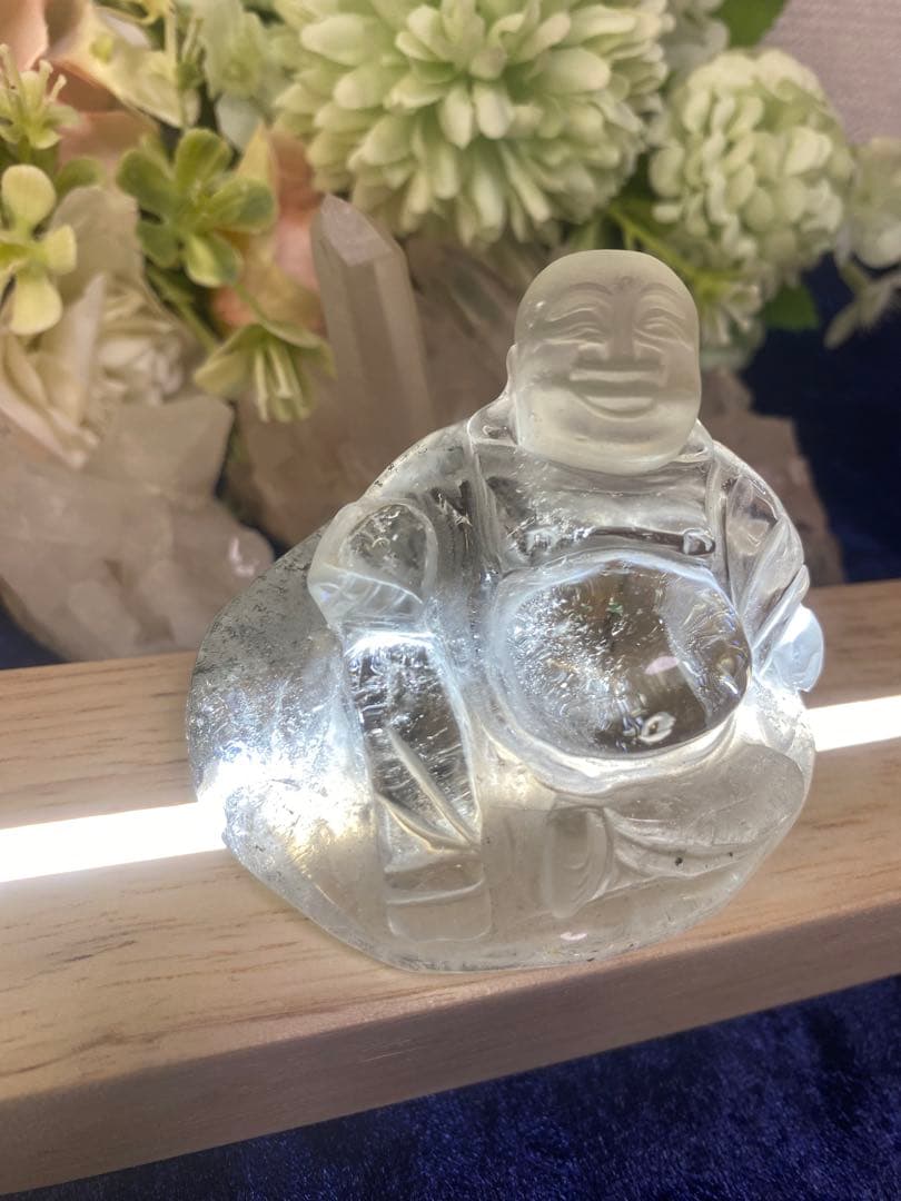 七福神の天然石 布袋様　縁起物　置物 クリスタル ガーデン共生