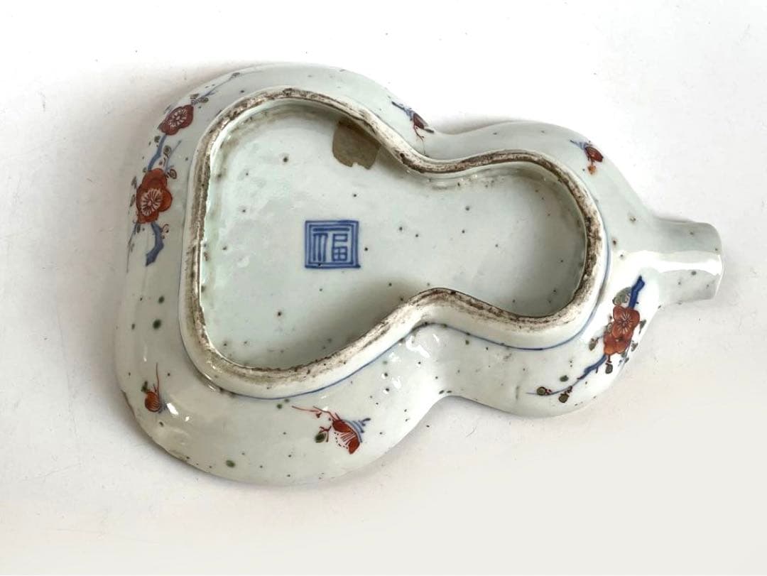 #1 骨董　アンティーク　色絵古九谷　色絵山水文瓢形向付　変形皿　古九谷