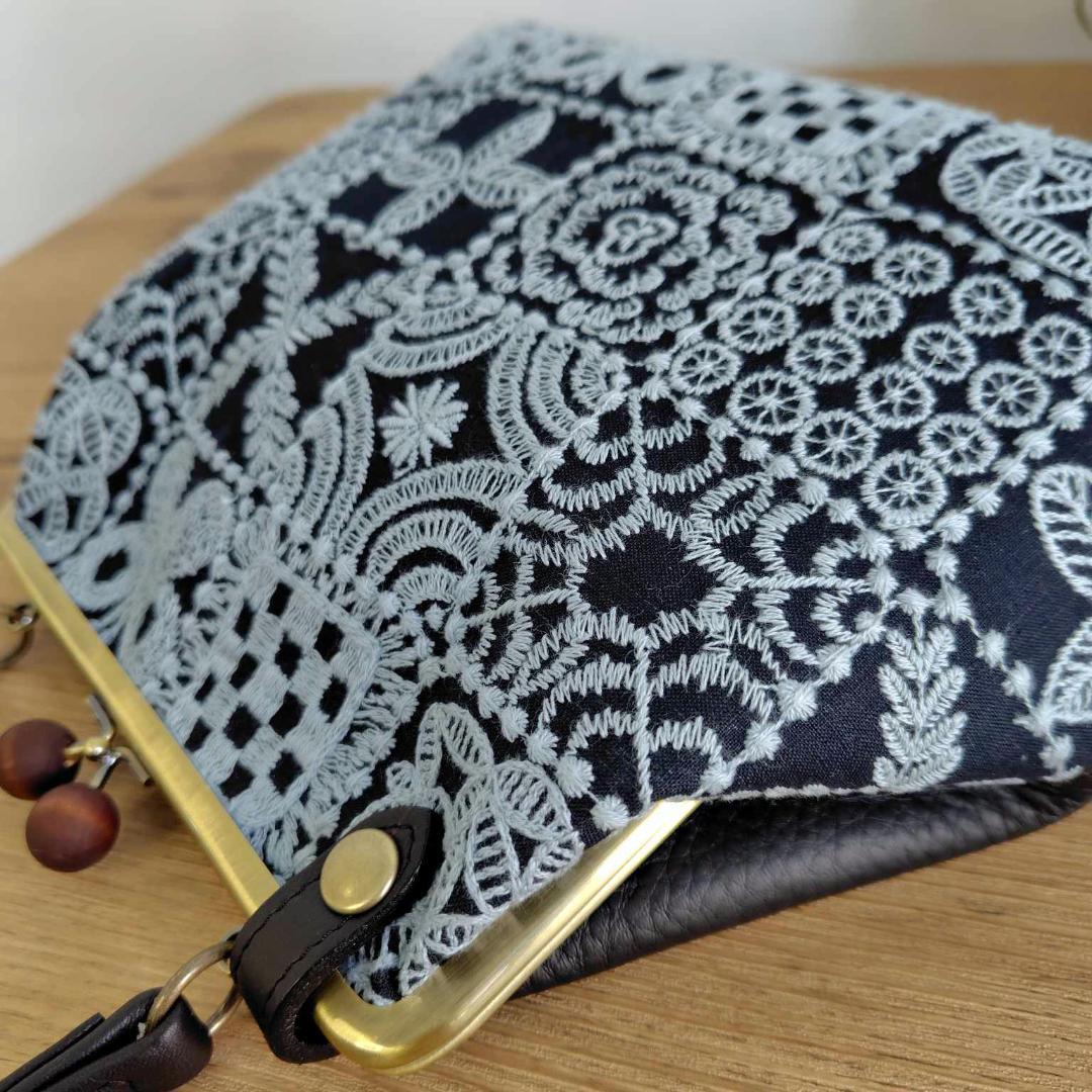 【専用】/フォレストタイルグレイ/木玉がま口革チョコ