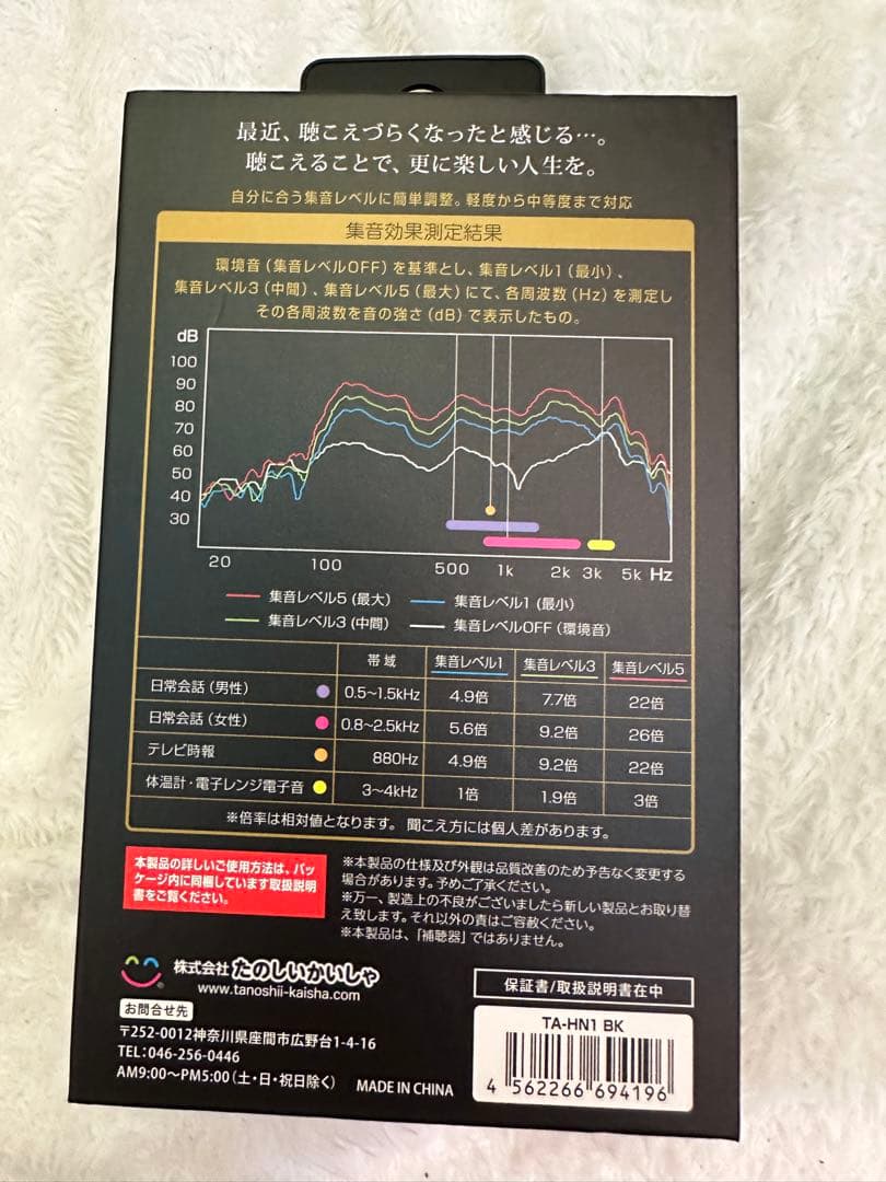 たのしいかいしゃ 集音器 ワイヤレスイヤホン機能 Bluetooth黒