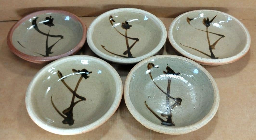 濱田庄司(浜田庄司) 絵皿(五枚一組）栞 共箱【本物保証】益子焼 人間国宝 民藝