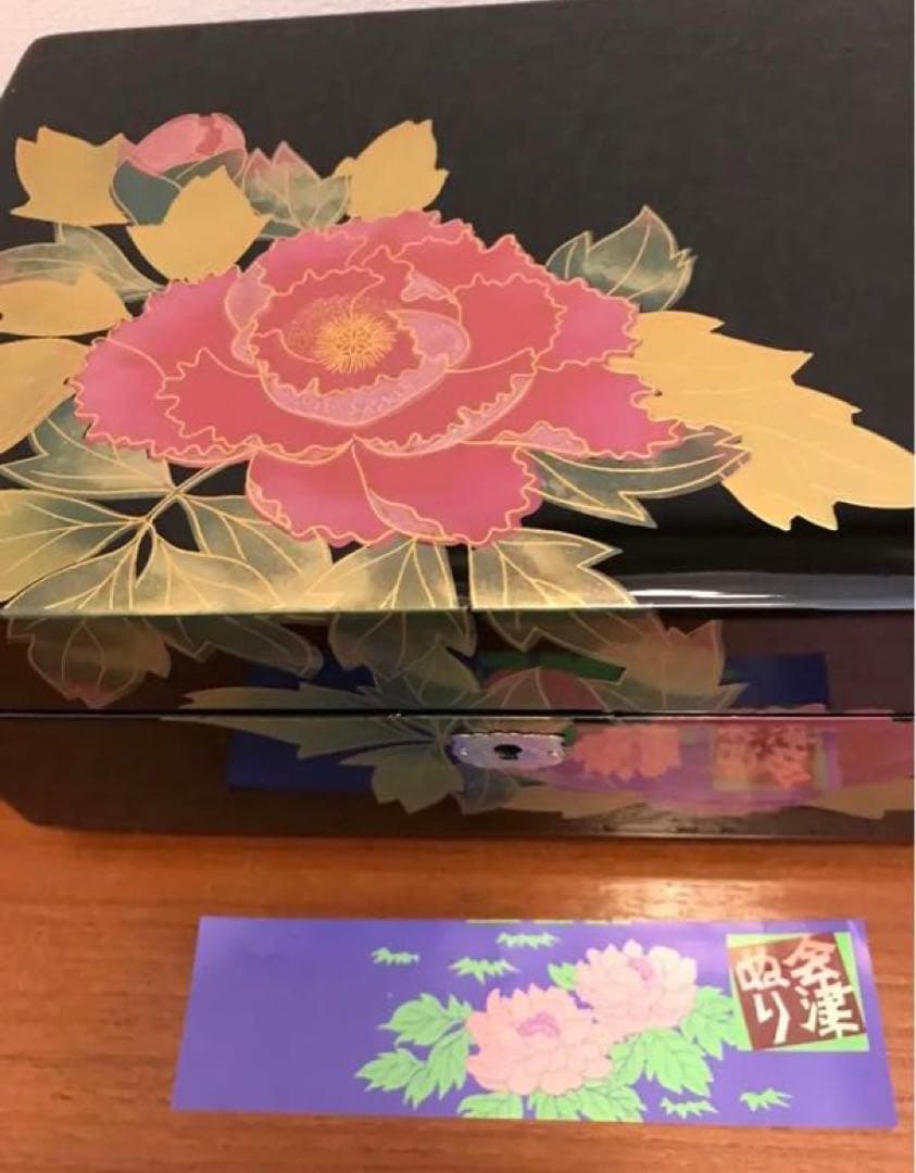会津塗り漆器　鍵付きオルゴール　宝石箱