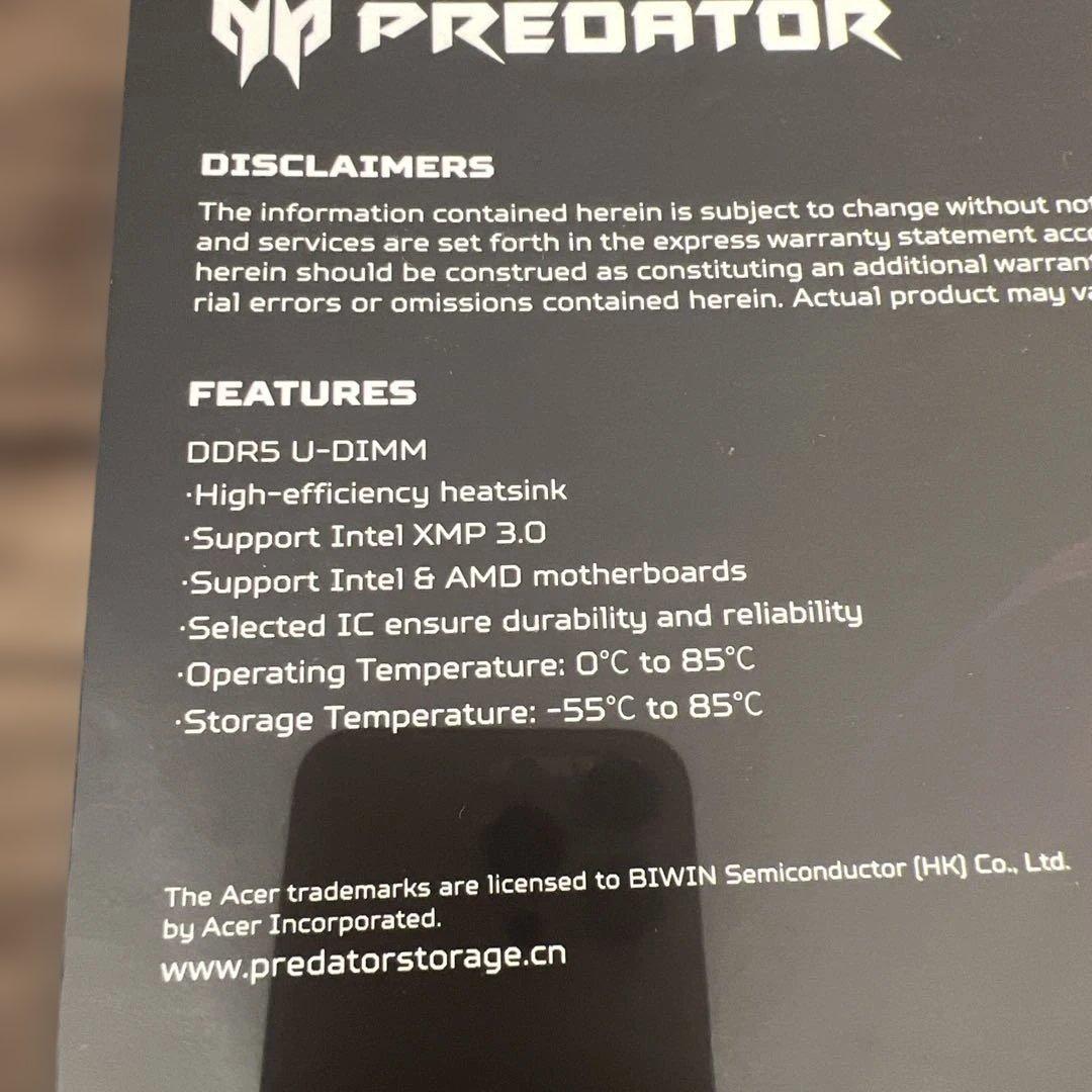 メモリー 12559 AcerPredatorPallas II DDR5 32GBx2