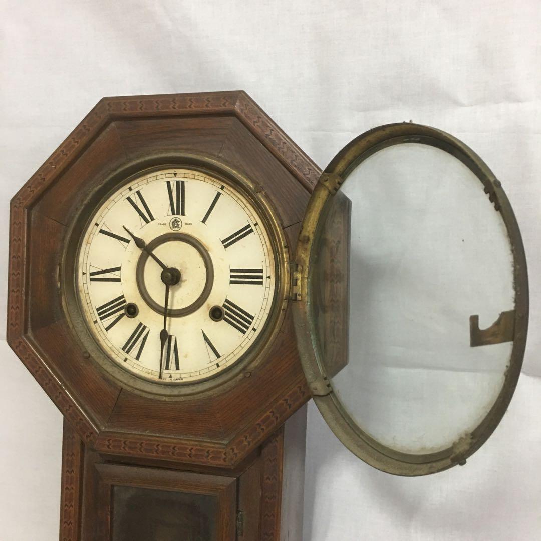 昔懐かしのレア商品、大正時代から昭和初期のアンティーク八角形柱時計／名古屋時計／