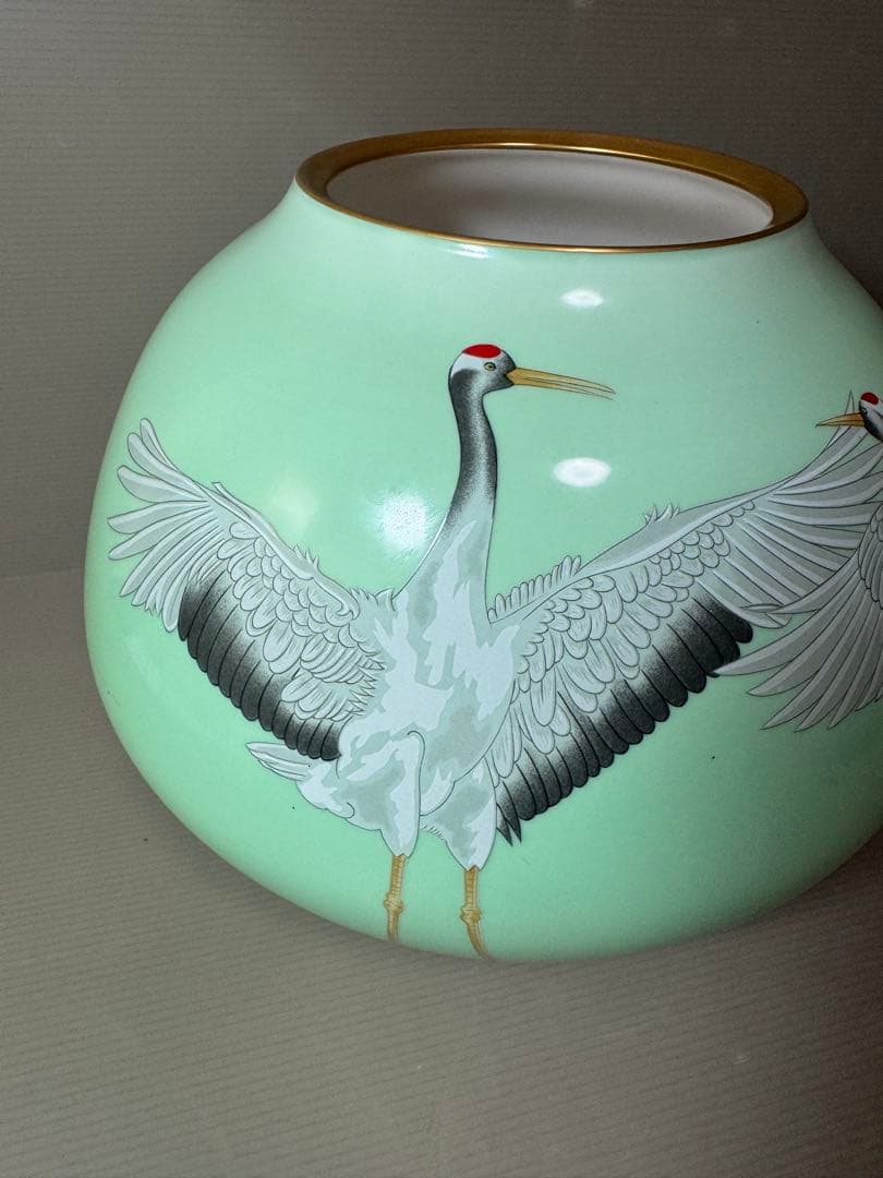 2922 香蘭社　鶴図柄　金彩　花瓶