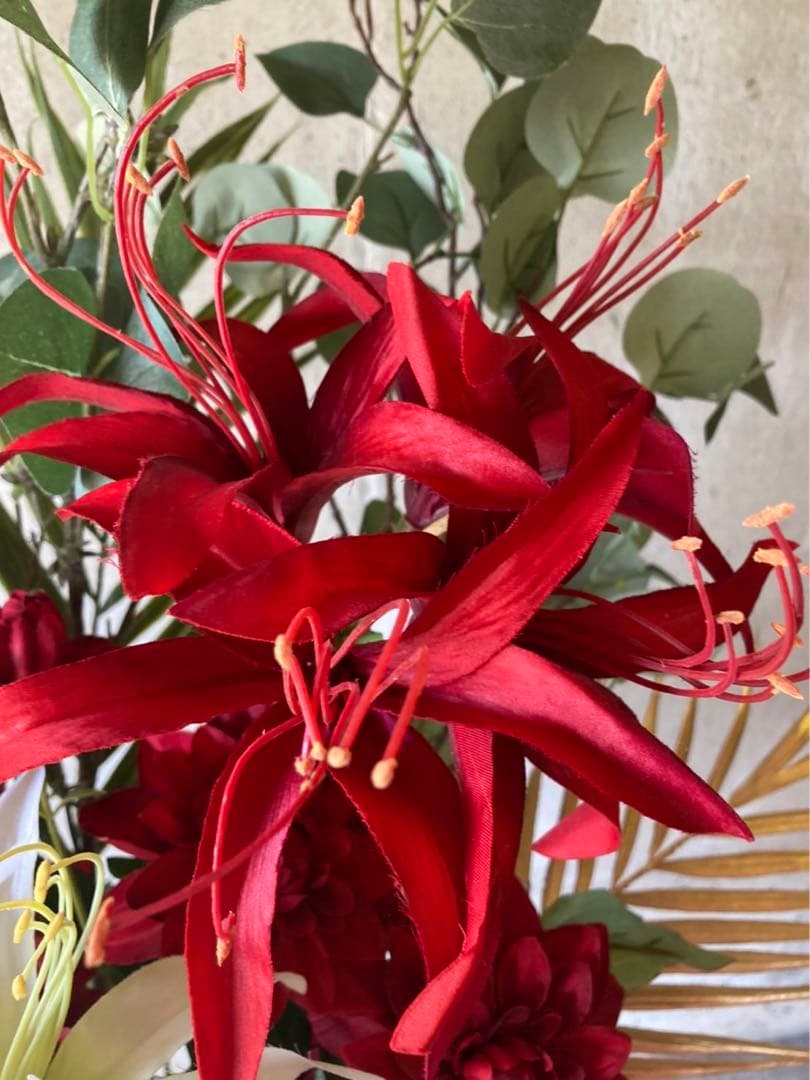 光触媒　人工観葉植物　ウォールグリーン　フェイクフラワー　カサブランカアレンジ