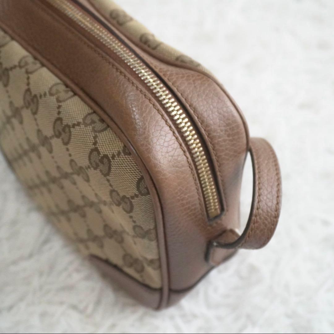 美品 グッチ GGキャンバス レザー ショルダーバッグ カメラバッグ
