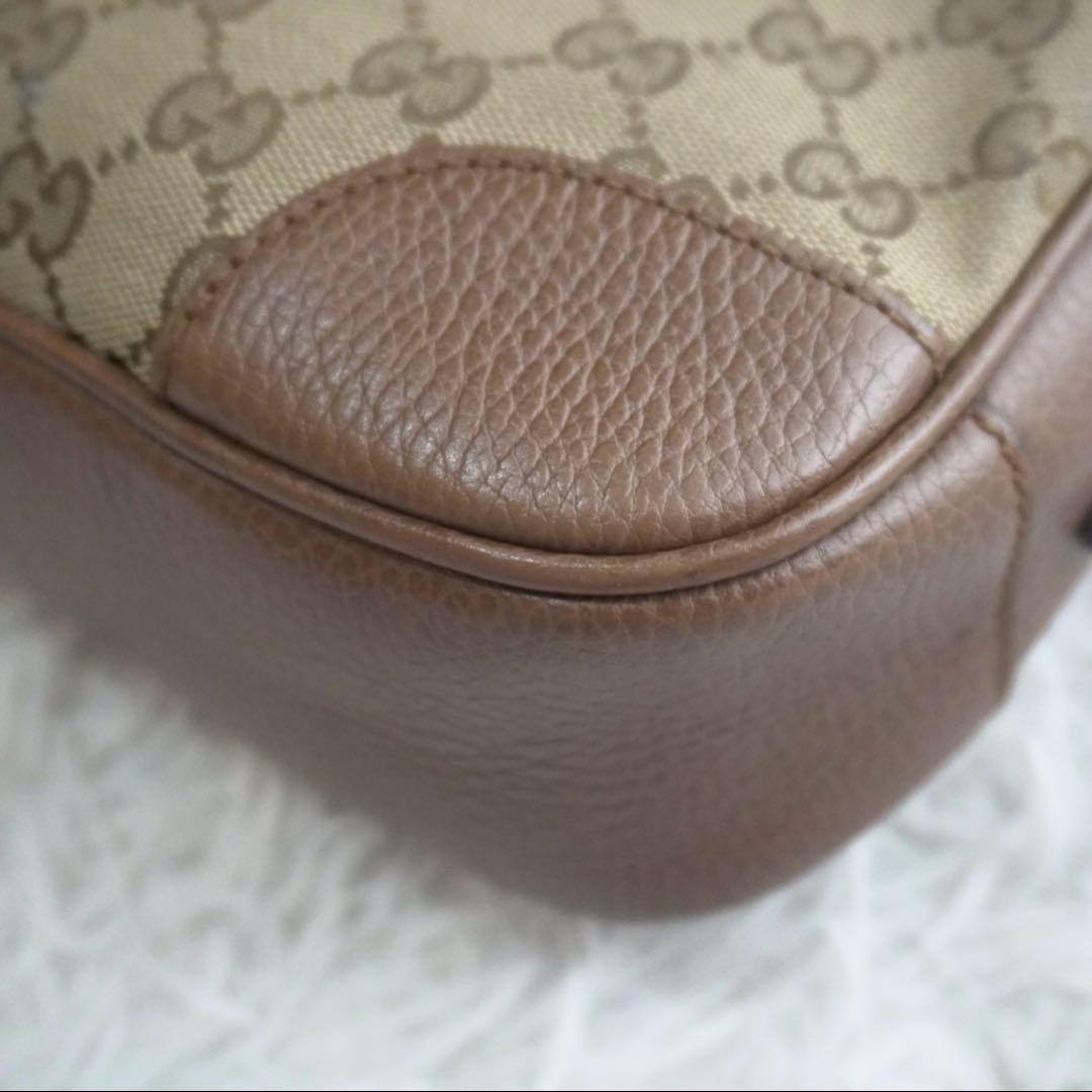 美品 グッチ GGキャンバス レザー ショルダーバッグ カメラバッグ