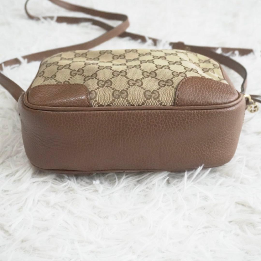 美品 グッチ GGキャンバス レザー ショルダーバッグ カメラバッグ