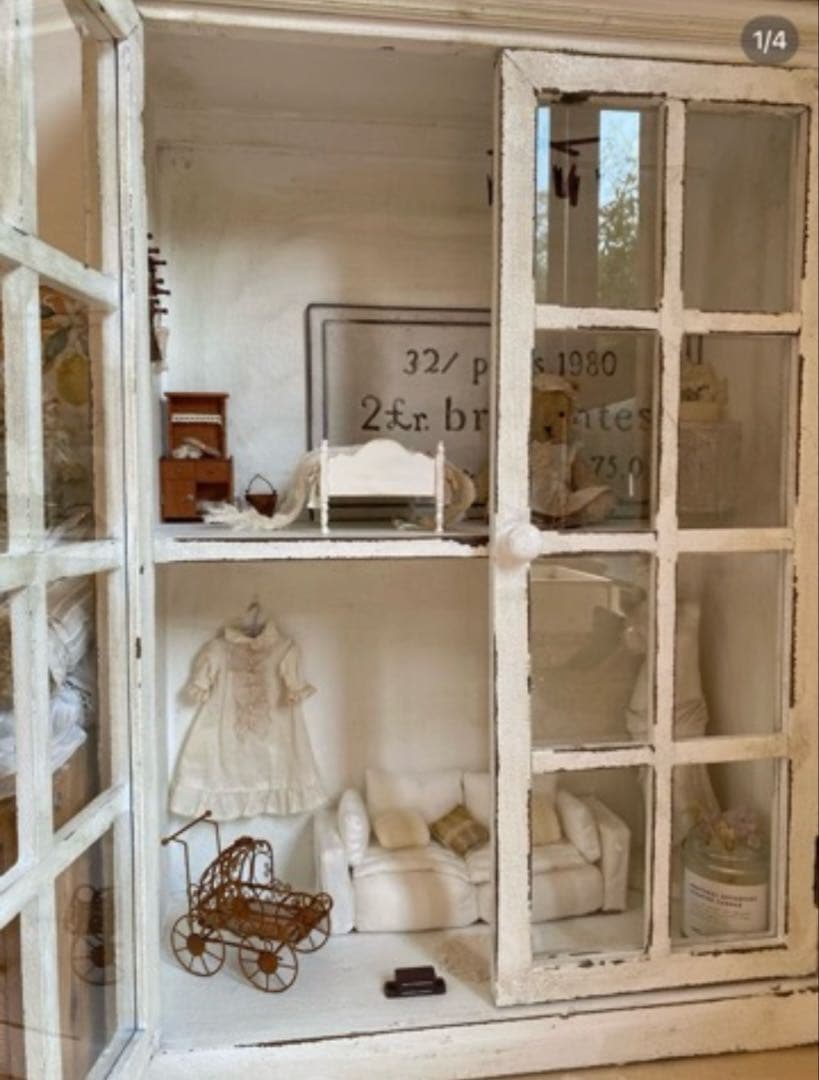 インテリア キャビネット　アンティーク風 ドールハウス　2段収納