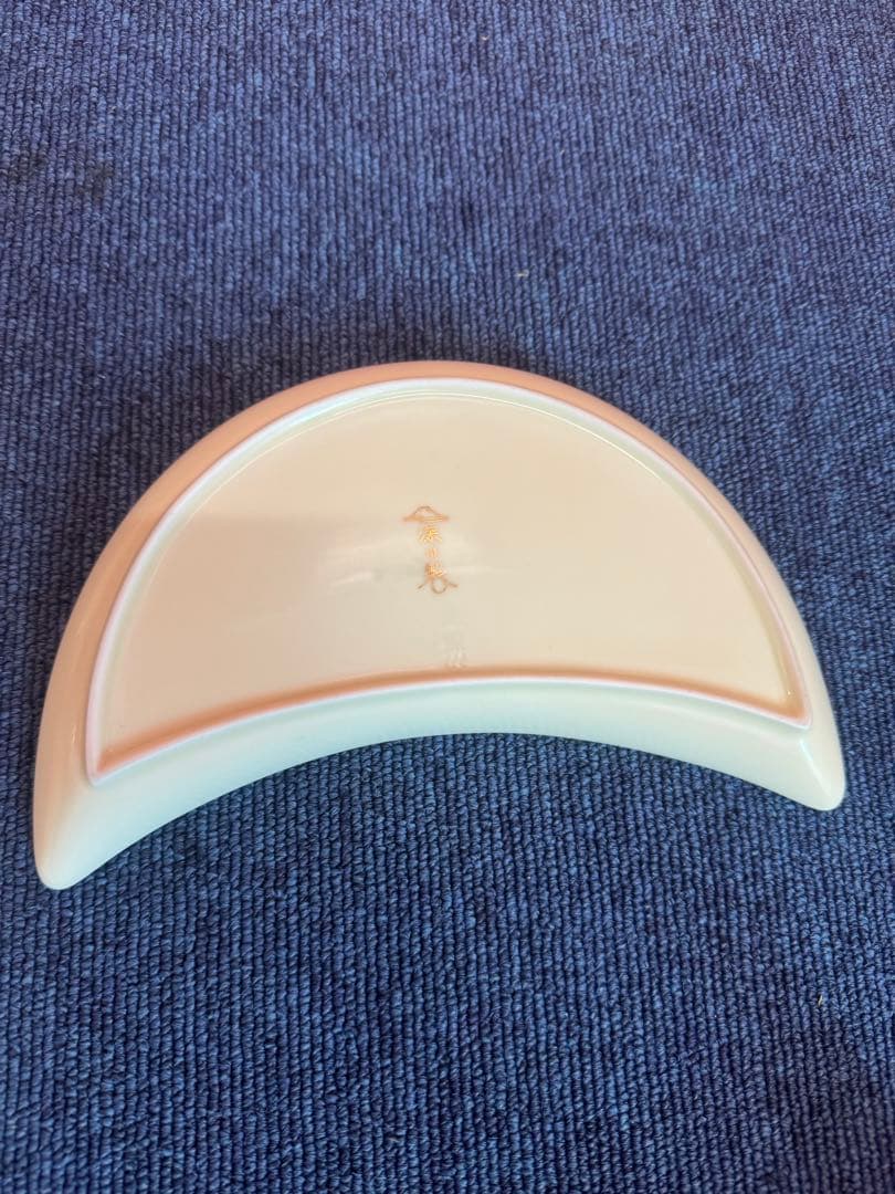 2029 深川製磁　グリーン楓半月皿3客　湯呑3客