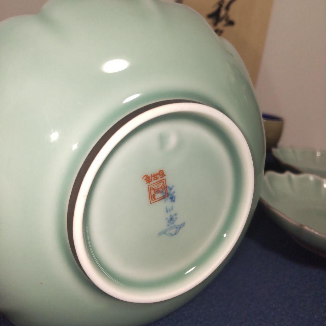 深川製磁 百年庵 高級ライン まとめ売り 青磁 笹青磁 湯飲み 皿 食器セット