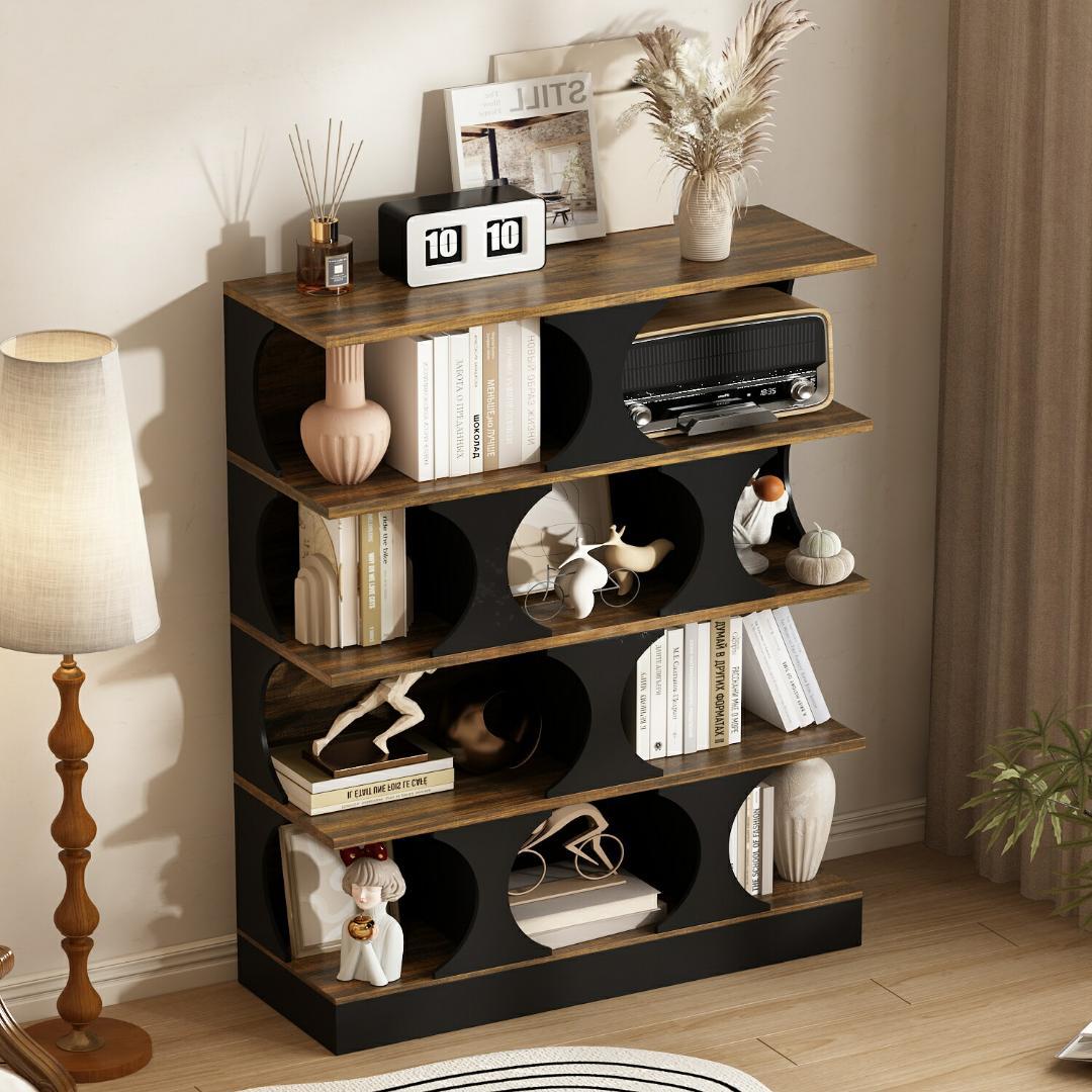 オープンラック 木製 大容量 収納棚 本棚 シェルフ ディスプレイ 4段 北欧風