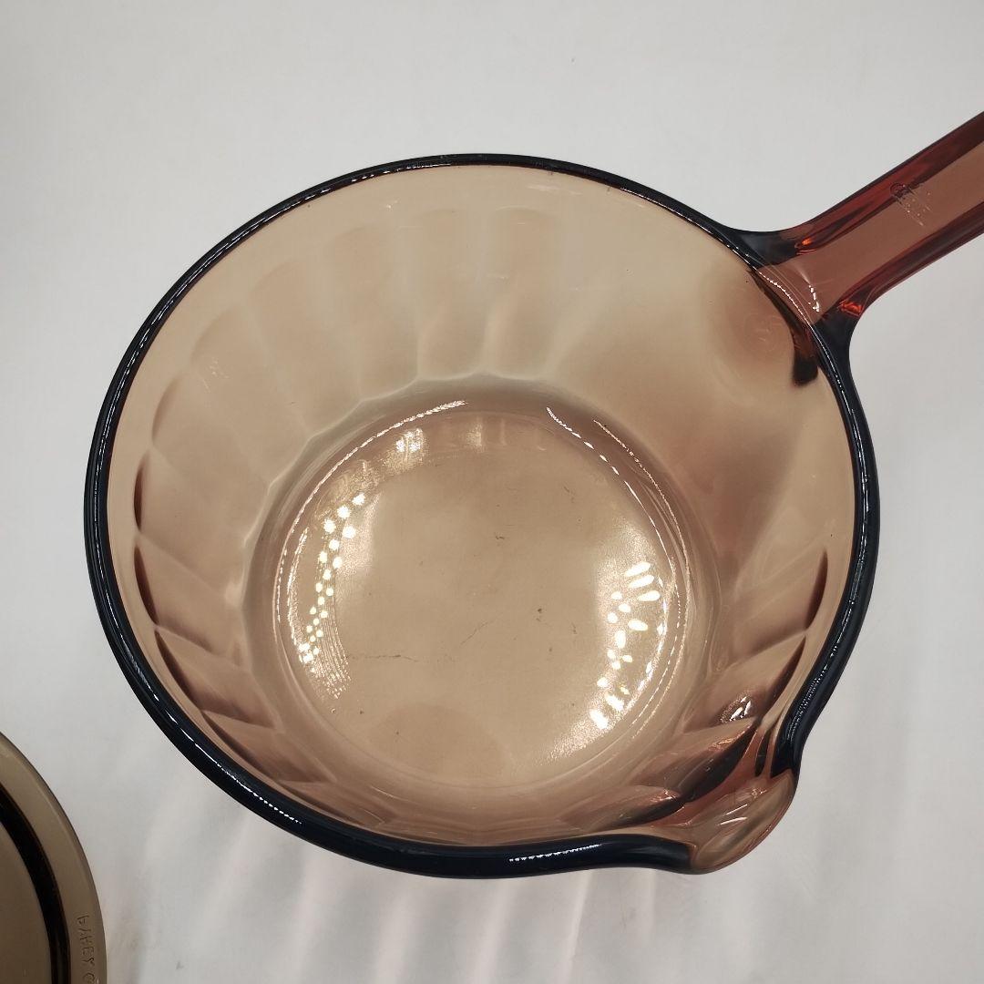 bM130L 昭和レトロ　ビジョン　コーニング　USA　ガラス製　耐熱鍋・片手鍋