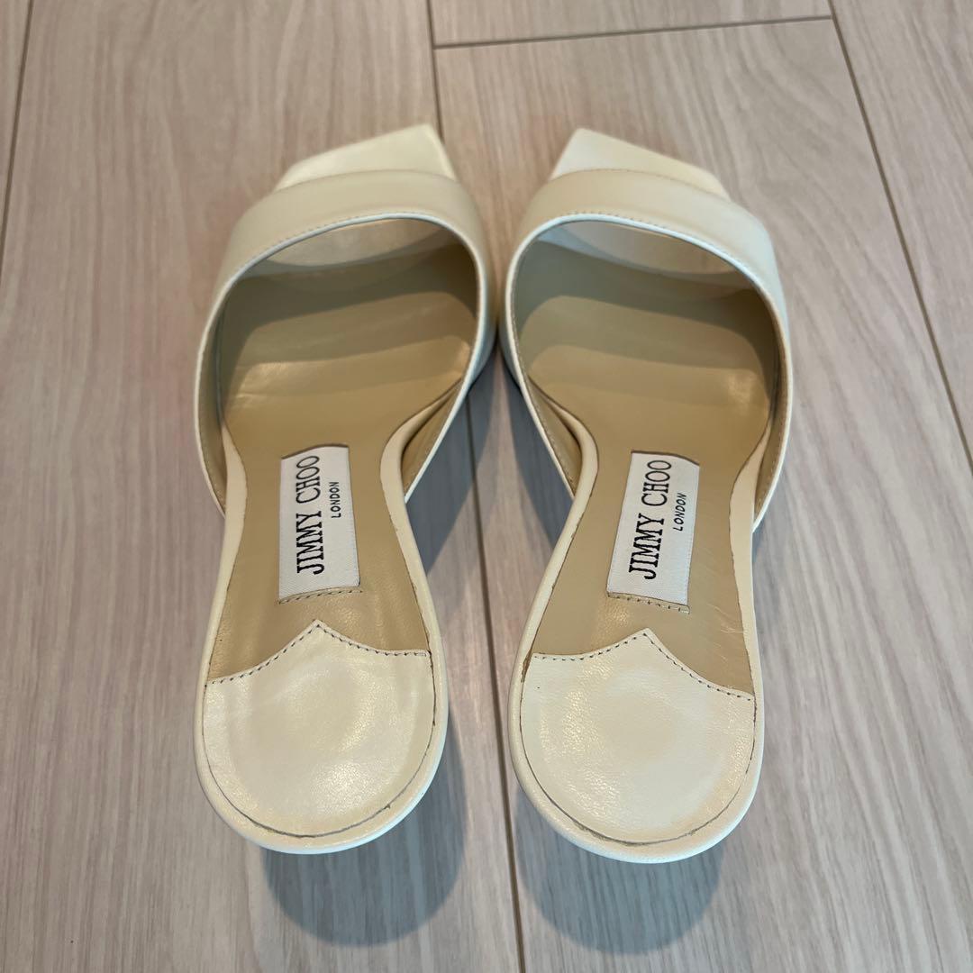 JIMMY CHOO ホワイト ミュール 約6cmヒール