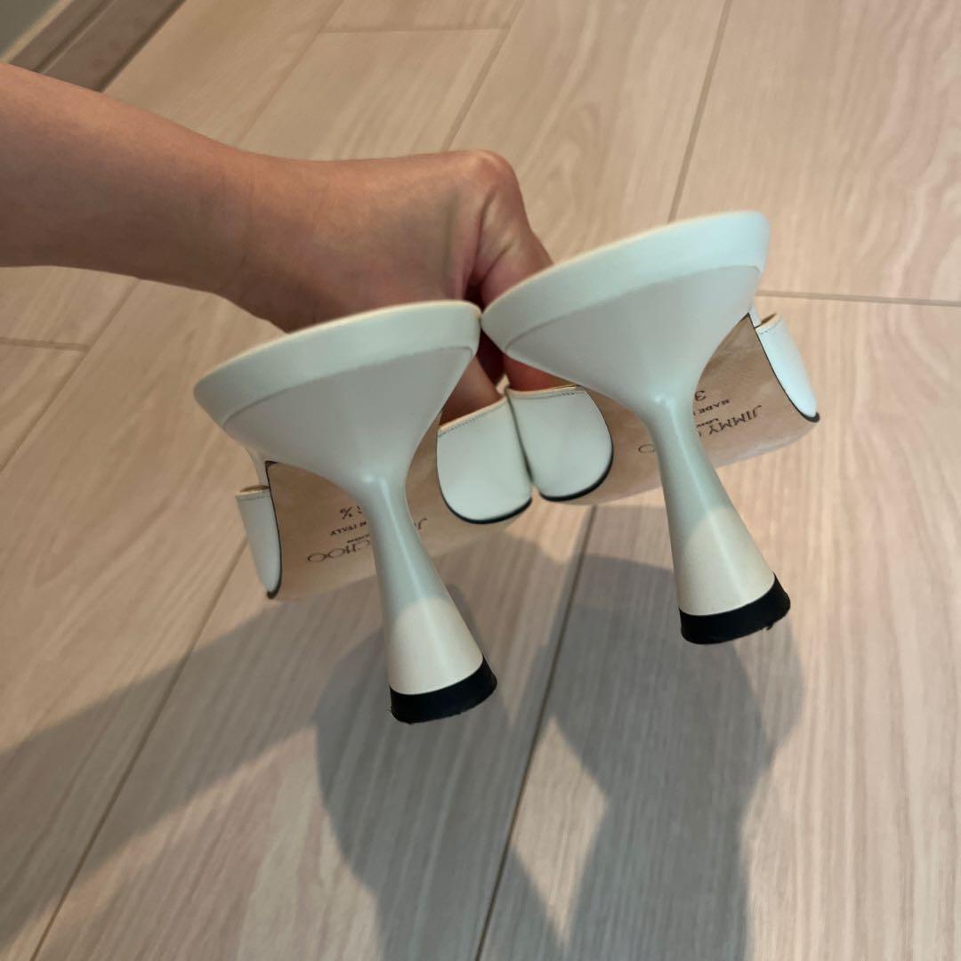 JIMMY CHOO ホワイト ミュール 約6cmヒール