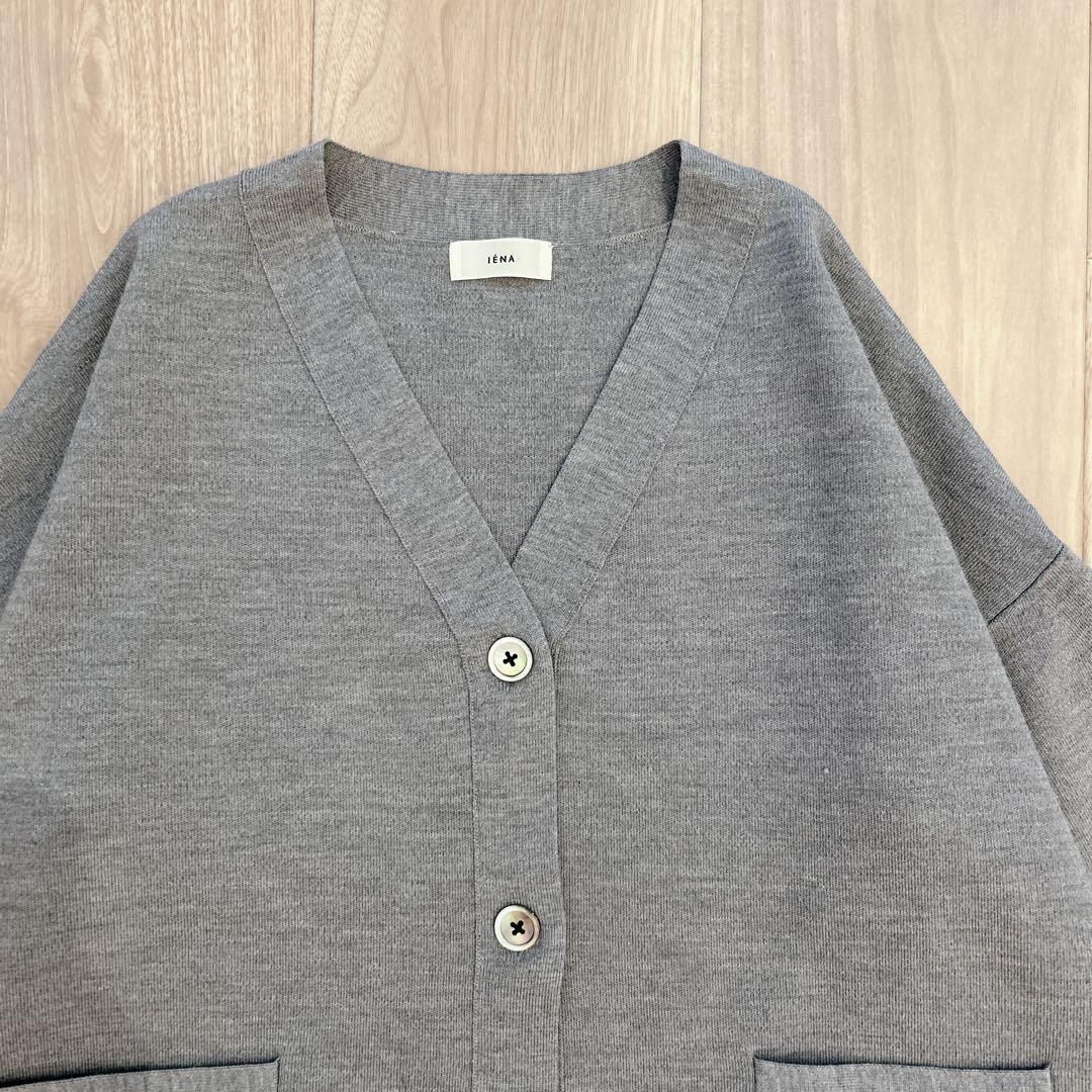 IENA スーパーファインスムースショートカーディガン　グレー　イエナ