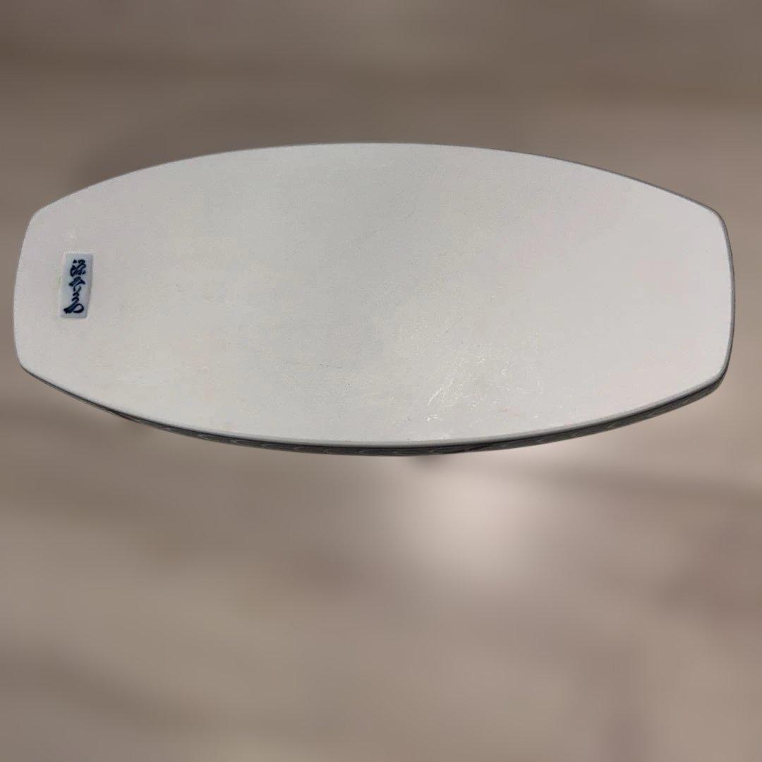 源右衛門　楕円形皿28cm ５枚セット 唐草模様　青白い花柄　有田焼