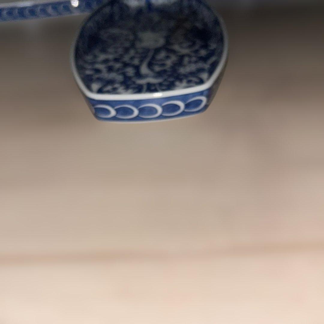 源右衛門　楕円形皿28cm ５枚セット 唐草模様　青白い花柄　有田焼