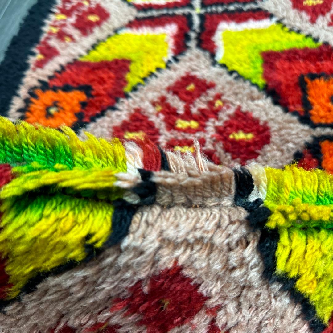 183cmx135cmモロッコ絨毯ふわふわファインウールヴィンテージ ラグ