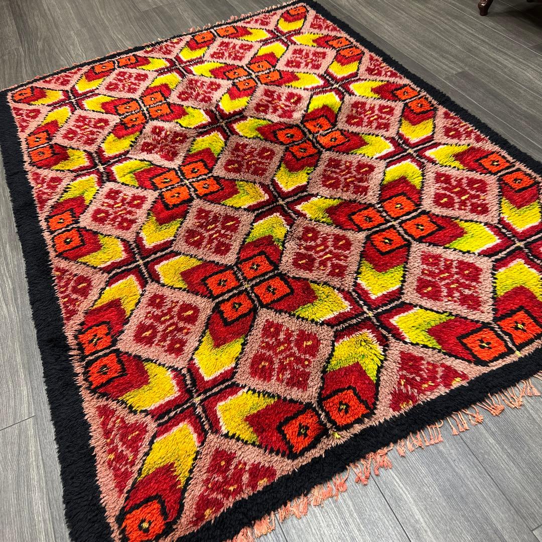 183cmx135cmモロッコ絨毯ふわふわファインウールヴィンテージ ラグ