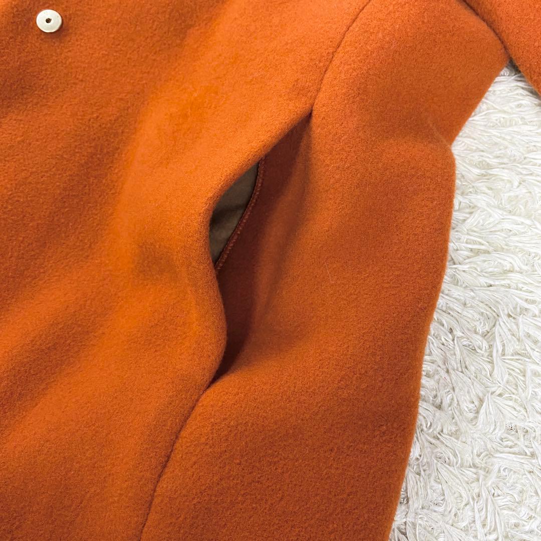 【美品】 シップス MANTECO ノーカラーコート ウール オレンジ 40